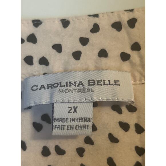 GUC Carolina Belle Women's Cream/Black 3/4 Sleeve Rayon Blouse V Neck Size 2X - Picture 2 of 7